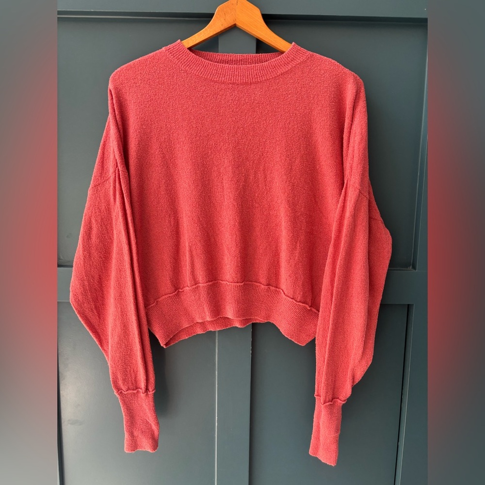 O'Neill Textured Knit Crop Sweater in Salmon